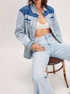 NWT Free People Remain Studio Knox Shirt - Cali Blue